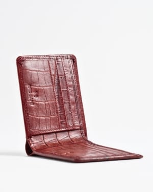 Real Madrid - Men’s Original Sleek Leather Wallet (Croco Brown and Cherry Blend)