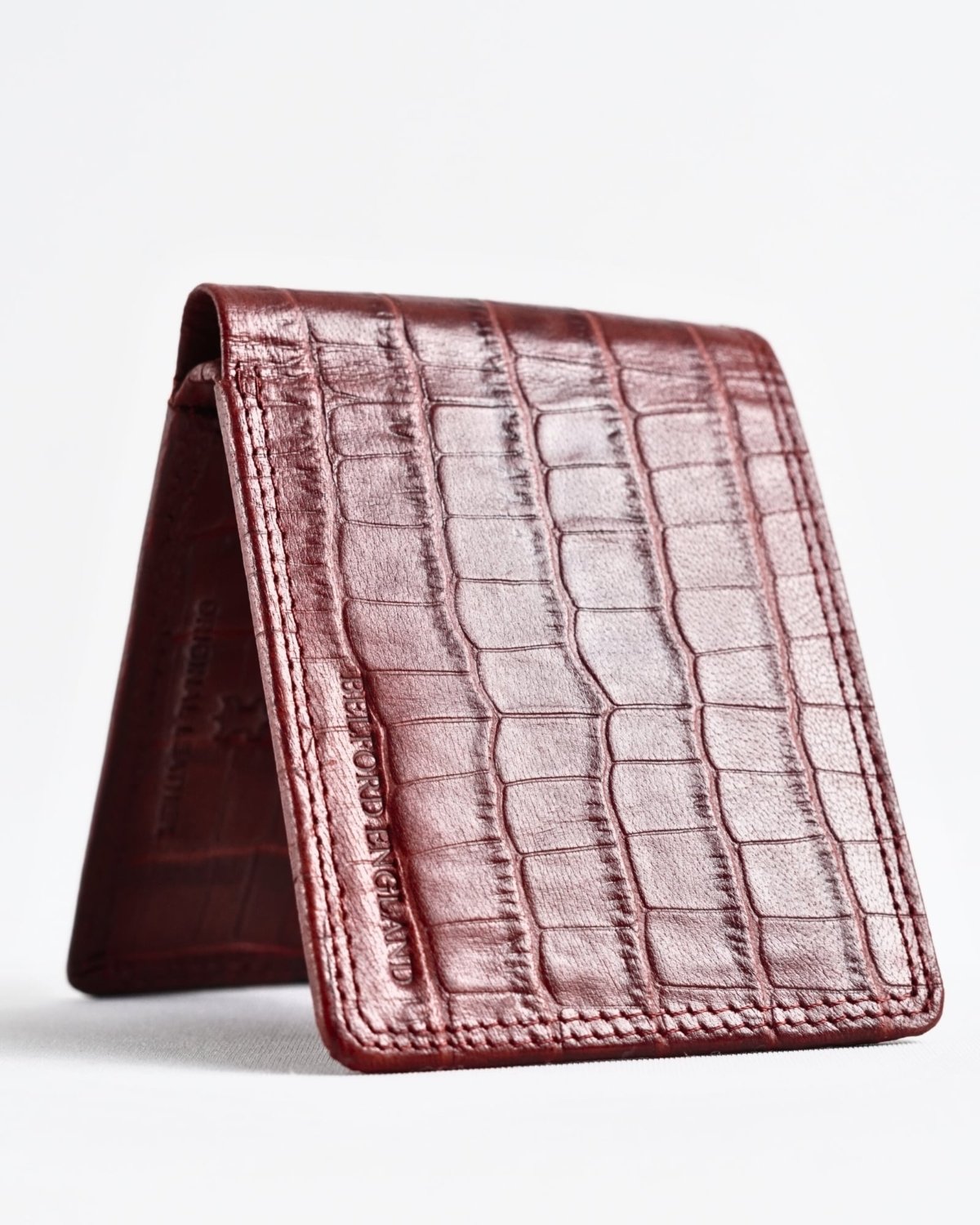 Real Madrid - Men’s Original Sleek Leather Wallet (Croco Brown and Cherry Blend)