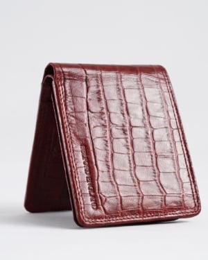 Tanner Men’s Original Leather Wallet (Croco Cherry & Brown Blend )