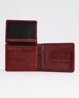 Tanner Men’s Original Leather Wallet (Croco Cherry & Brown Blend )