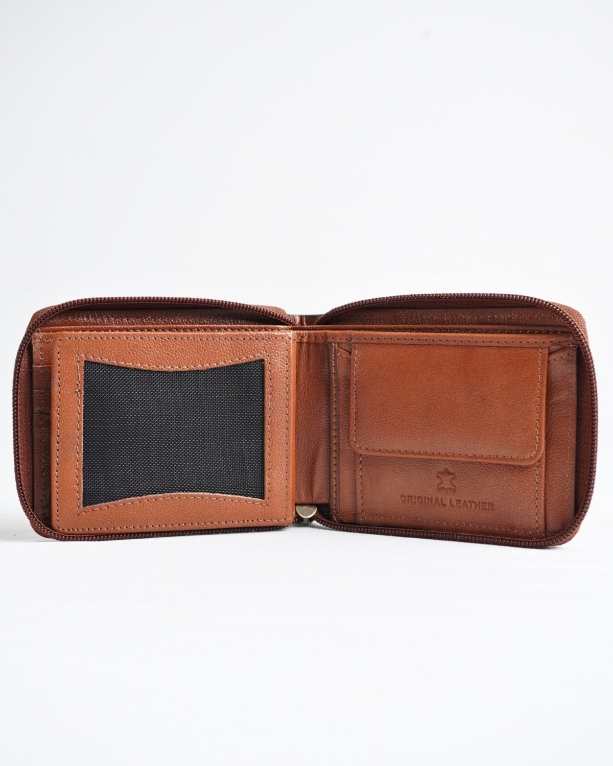 Tokyo Men’s Original Leather Zipper Wallet ( Cognac )