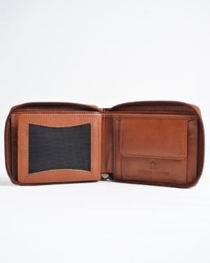 Tokyo Men’s Original Leather Zipper Wallet ( Cognac )