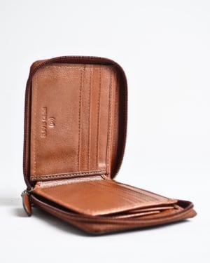 Tokyo Men’s Original Leather Zipper Wallet ( Cognac )