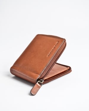 Tokyo Men’s Original Leather Zipper Wallet ( Cognac )