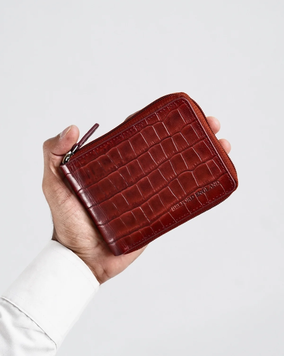 Tokyo Men’s Original Leather Zipper Wallet (Croco Brown & Cherry Blend) Tokyo Men’s Original Leather Zipper Wallet (Croco Brown & Cherry Blend)