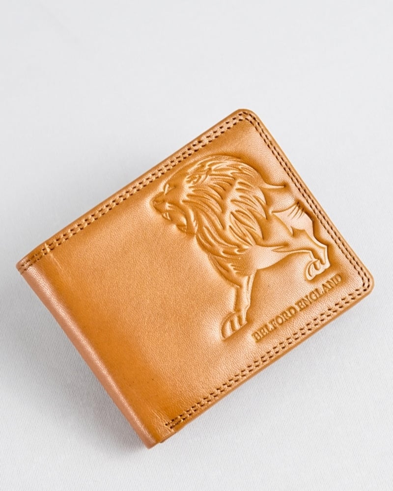 Cambridge - Men’s Original Leather Wallet  - Lion (Almond Brown)