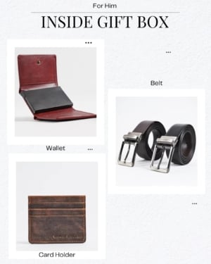 Gift For Men: Personalized Luxury Leather Wallet , Belt & Card Holder Set