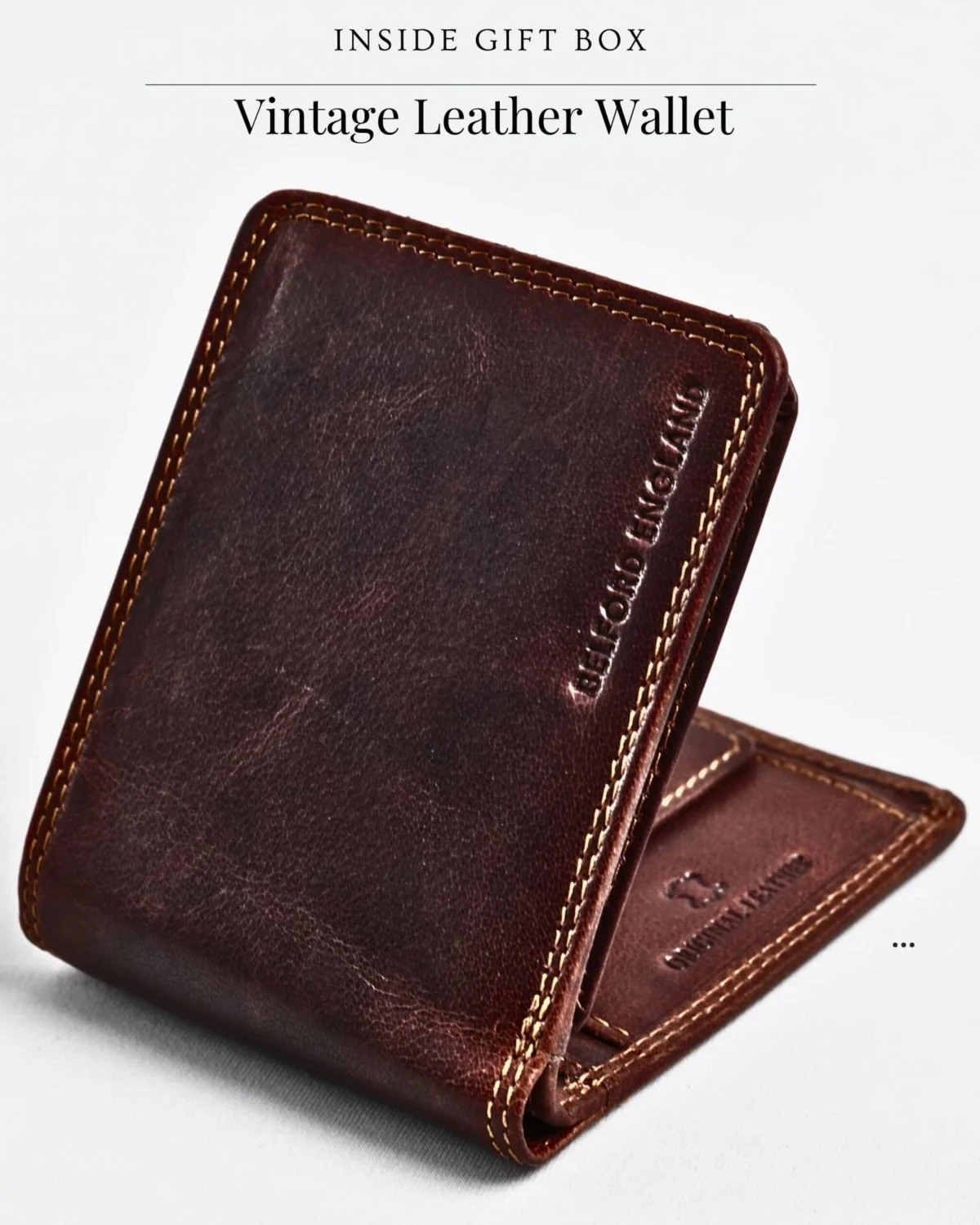 Gift For Men: Personalized Luxury Leather Wallet (Vintage Brown), Belt & Card Holder Set Gift For Men: Personalized Luxury Leather Wallet (Vintage Brown), Belt & Card Holder Set