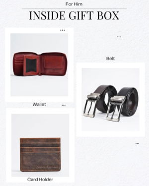 Gift For Men: Personalized Luxury Leather Wallet (Zip Around), Belt & Card Holder Set