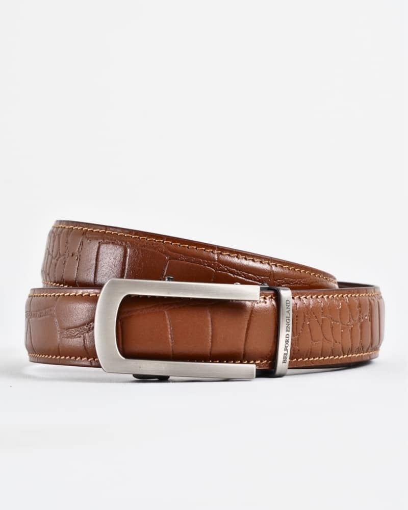 Oxford Men's Original Leather Belt  (Croco Tan)