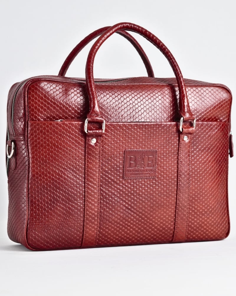 Executive Men's Original Leather Briefcase (Royal Cherry Salmon)