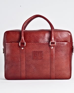 Executive Men's Original Leather Briefcase (Royal Cherry Salmon)