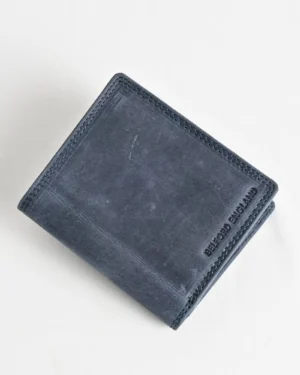 Hyde [Sleek Series] Men’s Original Leather Wallet (Rugged Blue)