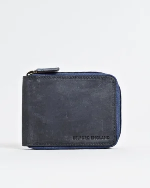 Tokyo Men’s Original Leather Zipper Wallet (Rugged Blue)