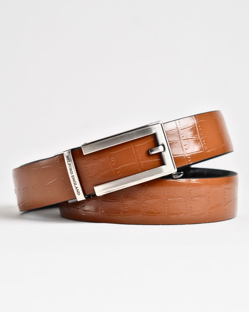 Swiss - Men's Original Leather Belt  Reversible (Black & Tan)