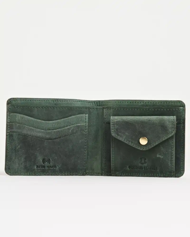 Broadway - Men’s Original Leather Minimalist Wallet (Rugged Green)